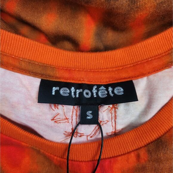 Retrofete Tie Dye T-Shirt in Sepia Orange Size Small NWT Short Sleeve - Picture 6 of 9